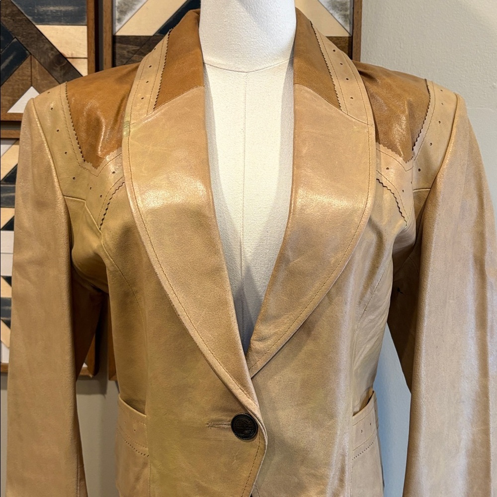 Vintage Pioneer Wear Tan Leather Cropped Jacket - Picture 2 of 16